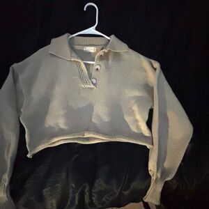 Altar’d State Beige Cropped Knit Sweater